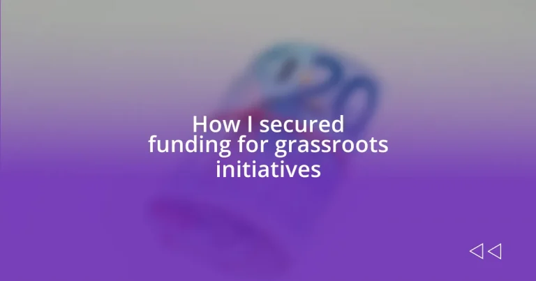 How I secured funding for grassroots initiatives