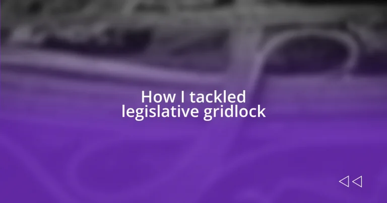 How I tackled legislative gridlock