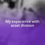 My experience with asset division