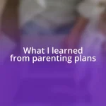 What I learned from parenting plans