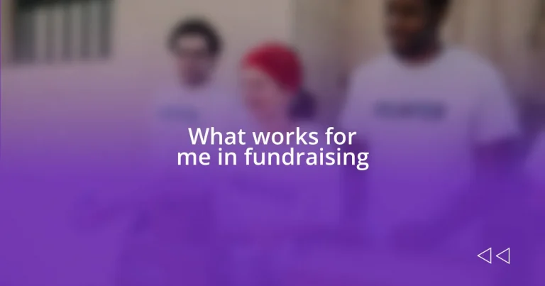 What works for me in fundraising