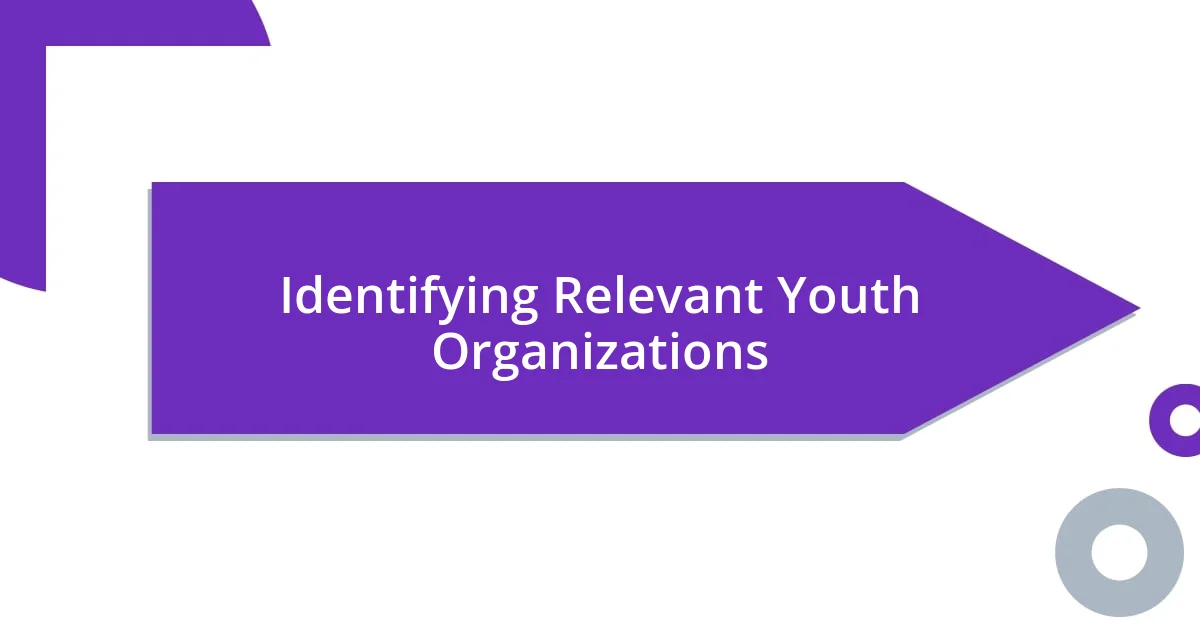 Identifying Relevant Youth Organizations