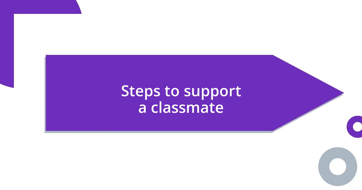 Steps to support a classmate