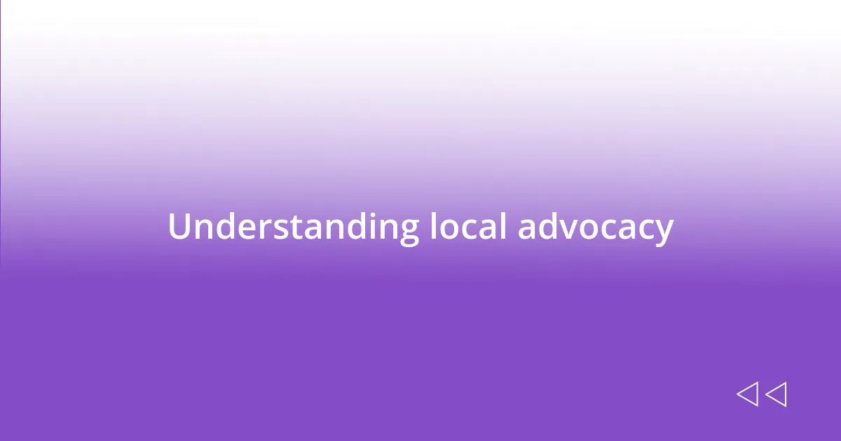 Understanding local advocacy