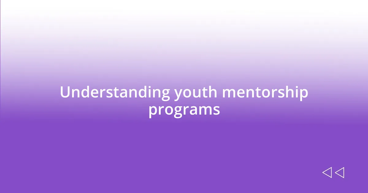 Understanding youth mentorship programs