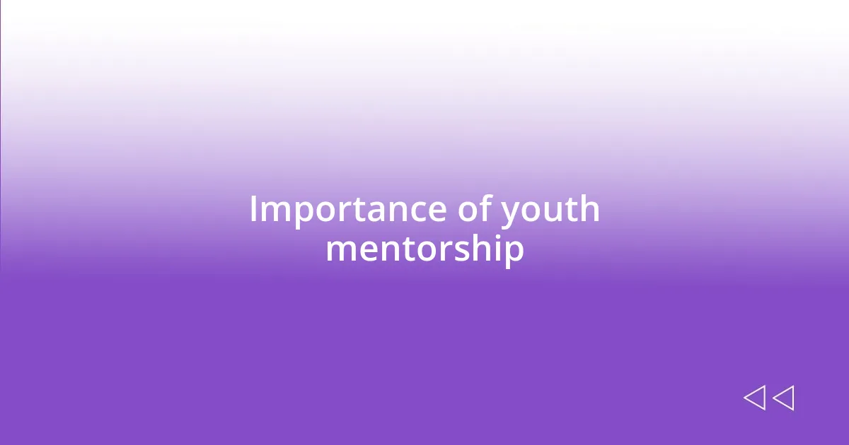 Importance of youth mentorship