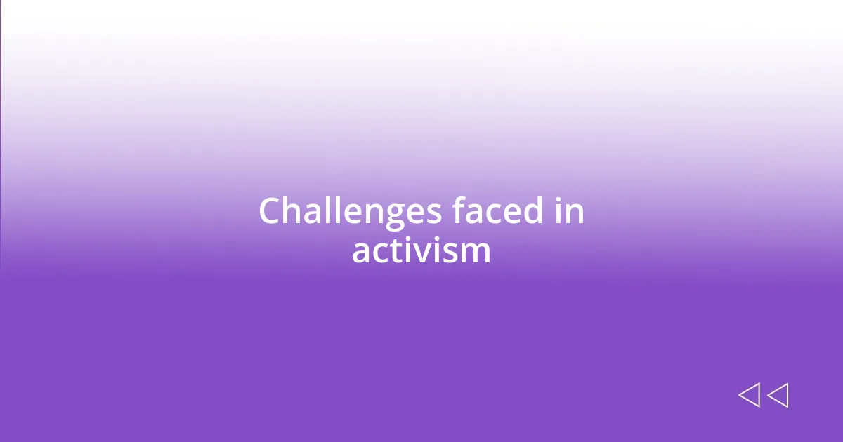 Challenges faced in activism