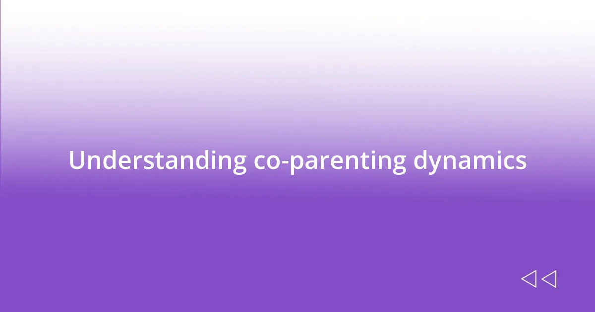 Understanding co-parenting dynamics